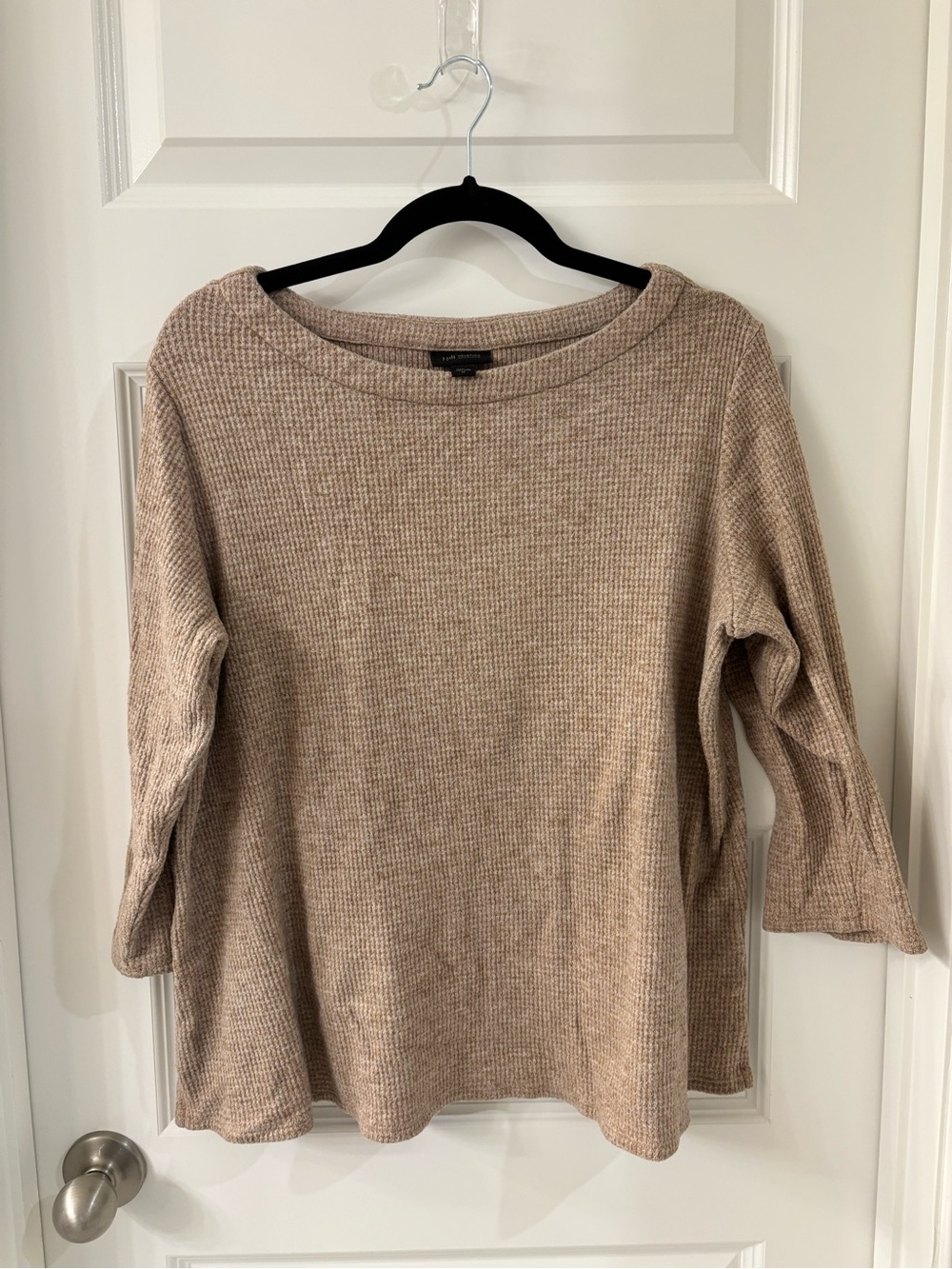 J. Jill Wearever Collection Waffle Knit Boatneck Top Sweater tan XL